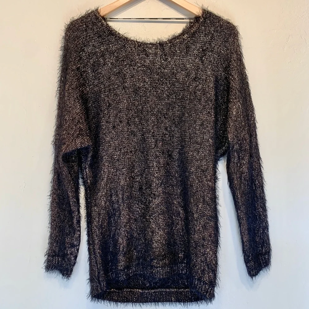 belldini | Gold Black Eyelash Luxe Tunic Sweater